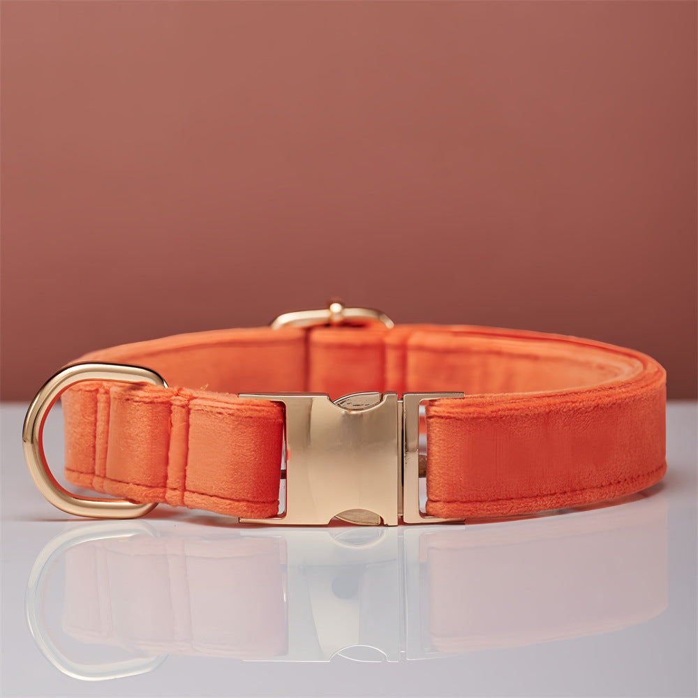Multiple Colour Velvet Personalise Dog Collar Leash Set With Bow - Get It for Your Pets