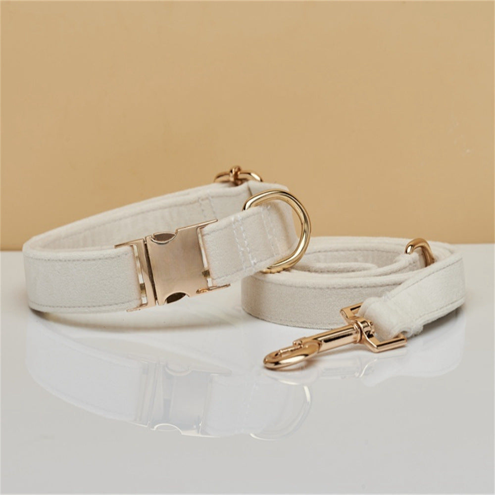 Multiple Colour Velvet Personalise Dog Collar Leash Set With Bow - Get It for Your Pets