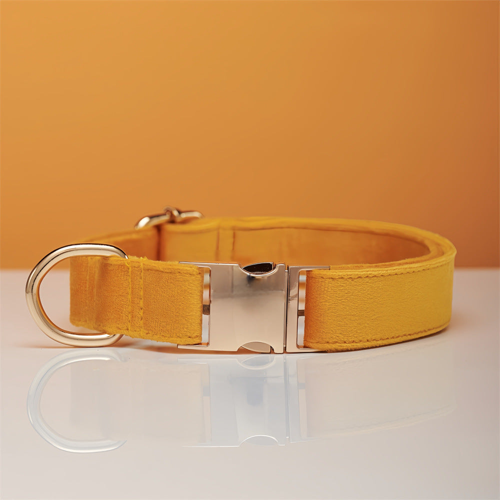 Multiple Colour Velvet Personalise Dog Collar Leash Set With Bow - Get It for Your Pets