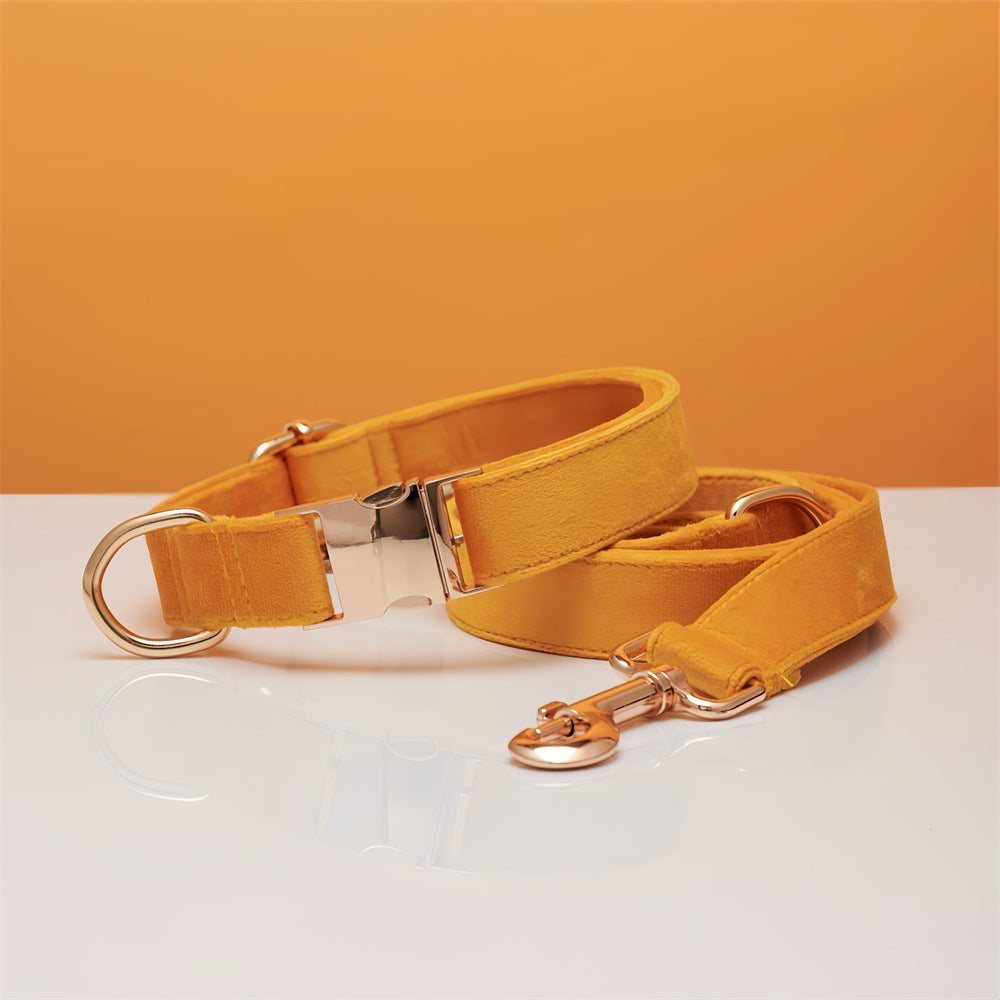 Multiple Colour Velvet Personalise Dog Collar Leash Set With Bow - Get It for Your Pets