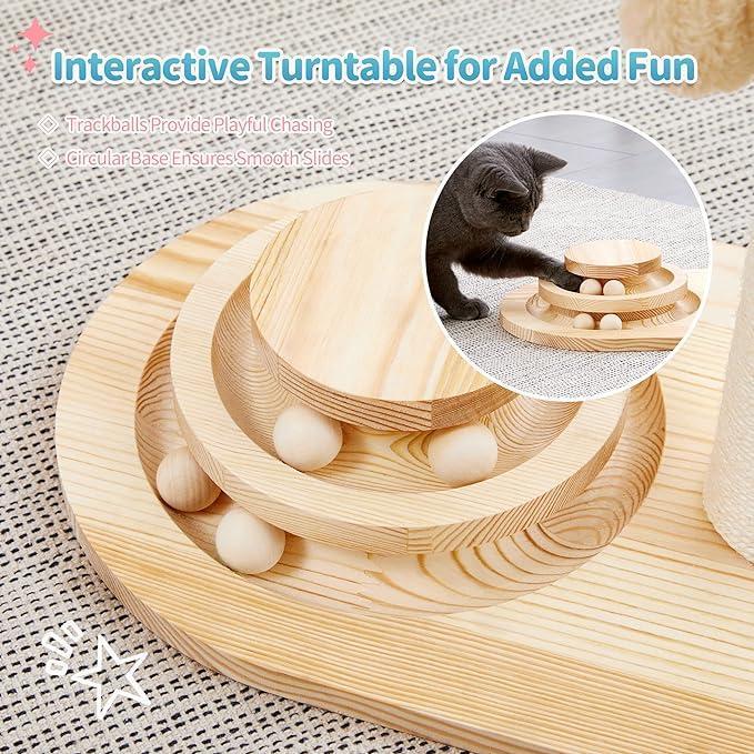 Mushroom Sisal Rope 2 In 1 Wooden Interactive Ball Track Ball Cat Scratching Post Cat Scratching Board - Get It for Your Pets - Pet Store