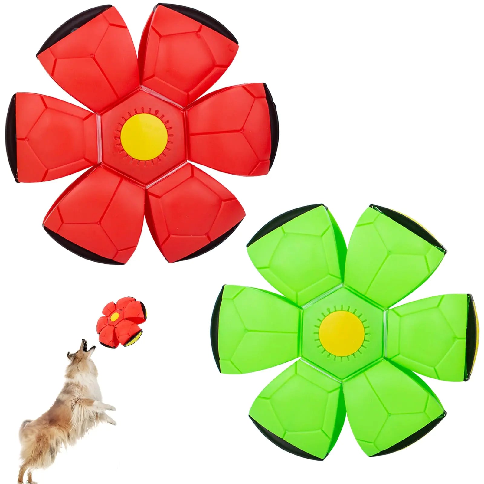 OOXYG Dog Flying Disc 2 Pack Pet Toy Flying Saucer Ball for Dog Interactive Dog Disc Saucer Ball Toys for Medium Large Dogs Doggy Disc Ball 3 Light Teeth Red+Green - Get It for Your Pets