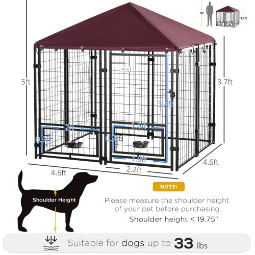Outdoor Kennel With Rotating Bowl Rack, Walk-in Pet Playpen, Welded Wire Steel Dog Pen, With Waterproof And UV Resistant Awning - Get It for Your Pets - Pet Store