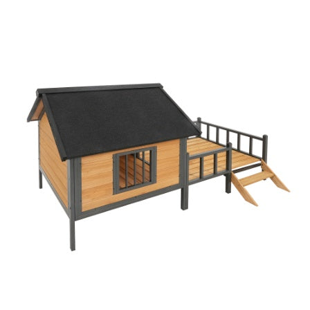 Outdoor Large Wooden Cabin House Style Wooden Dog Kennel With Porch - Get It for Your Pets - Pet Store