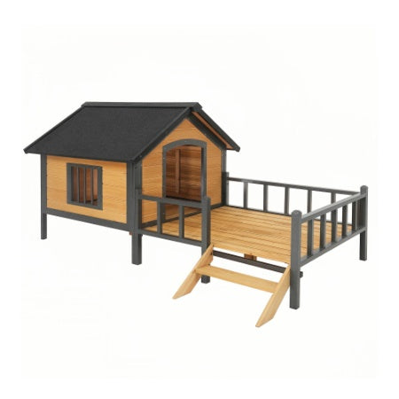 Outdoor Large Wooden Cabin House Style Wooden Dog Kennel With Porch - Get It for Your Pets - Pet Store