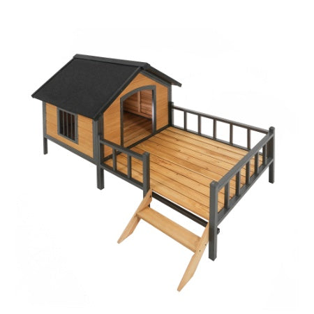 Outdoor Large Wooden Cabin House Style Wooden Dog Kennel With Porch - Get It for Your Pets - Pet Store