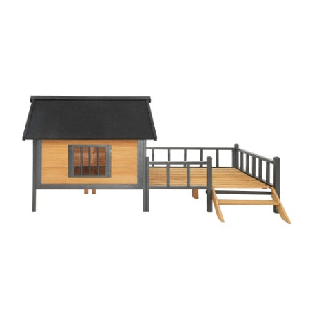 Outdoor Large Wooden Cabin House Style Wooden Dog Kennel With Porch - Get It for Your Pets - Pet Store