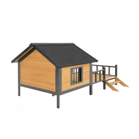 Outdoor Large Wooden Cabin House Style Wooden Dog Kennel With Porch - Get It for Your Pets - Pet Store