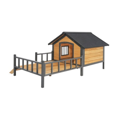 Outdoor Large Wooden Cabin House Style Wooden Dog Kennel With Porch - Get It for Your Pets - Pet Store