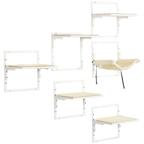 PawHut 6-pc Modern Cat Wall Shelves For Indoor Cats, Height Adjustable Jumping Platforms - Get It for Your Pets - Pet Store
