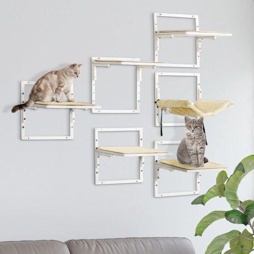 PawHut 6-pc Modern Cat Wall Shelves For Indoor Cats, Height Adjustable Jumping Platforms - Get It for Your Pets - Pet Store