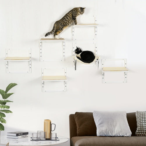 PawHut 6-pc Modern Cat Wall Shelves For Indoor Cats, Height Adjustable Jumping Platforms - Get It for Your Pets - Pet Store