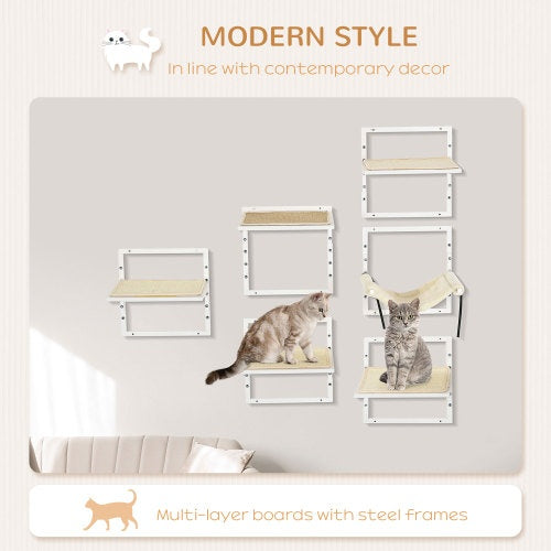 PawHut 6-pc Modern Cat Wall Shelves For Indoor Cats, Height Adjustable Jumping Platforms - Get It for Your Pets - Pet Store