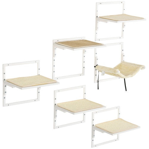 PawHut 6-pc Modern Cat Wall Shelves For Indoor Cats, Height Adjustable Jumping Platforms - Get It for Your Pets - Pet Store