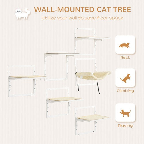 PawHut 6-pc Modern Cat Wall Shelves For Indoor Cats, Height Adjustable Jumping Platforms - Get It for Your Pets - Pet Store