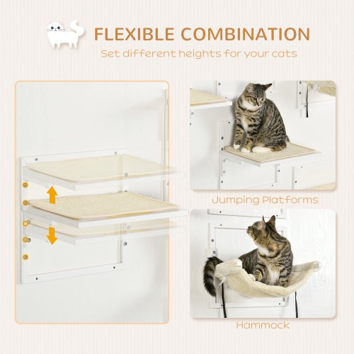 PawHut 6-pc Modern Cat Wall Shelves For Indoor Cats, Height Adjustable Jumping Platforms - Get It for Your Pets - Pet Store