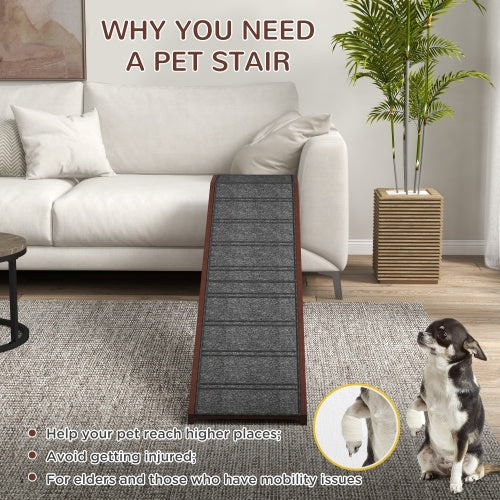 PawHut Dog Ramp For Bed, Pet Ramp For Dogs With Non-Slip Carpet And Top Platform, 74 X 16 X 25, Brown - Get It for Your Pets - Pet Store