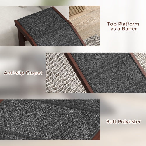 PawHut Dog Ramp For Bed, Pet Ramp For Dogs With Non-Slip Carpet And Top Platform, 74 X 16 X 25, Brown - Get It for Your Pets - Pet Store