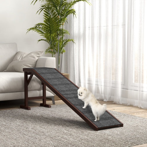 PawHut Dog Ramp For Bed, Pet Ramp For Dogs With Non-Slip Carpet And Top Platform, 74 X 16 X 25, Brown - Get It for Your Pets - Pet Store