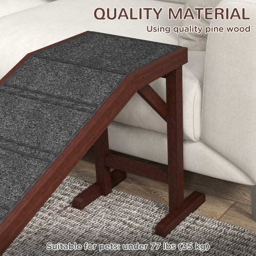 PawHut Dog Ramp For Bed, Pet Ramp For Dogs With Non-Slip Carpet And Top Platform, 74 X 16 X 25, Brown - Get It for Your Pets - Pet Store
