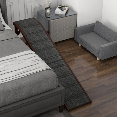 PawHut Dog Ramp For Bed, Pet Ramp For Dogs With Non-Slip Carpet And Top Platform, 74 X 16 X 25, Brown - Get It for Your Pets - Pet Store