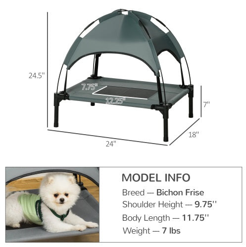 PawHut Elevated Portable Dog Cot Pet Bed With UV Protection Canopy Shade, 24 Inch, Gray - Get It for Your Pets - Pet Store