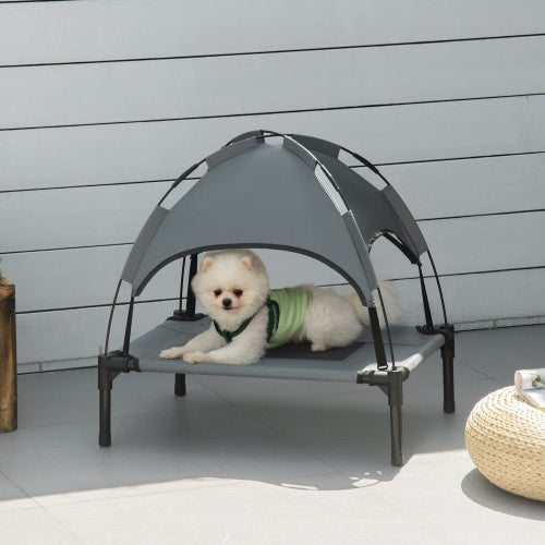 PawHut Elevated Portable Dog Cot Pet Bed With UV Protection Canopy Shade, 24 Inch, Gray - Get It for Your Pets - Pet Store