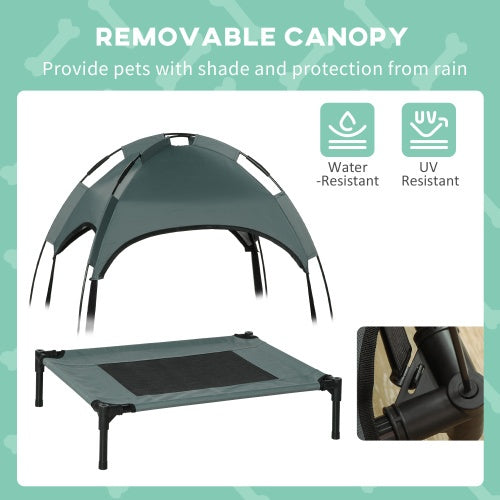 PawHut Elevated Portable Dog Cot Pet Bed With UV Protection Canopy Shade, 24 Inch, Gray - Get It for Your Pets - Pet Store