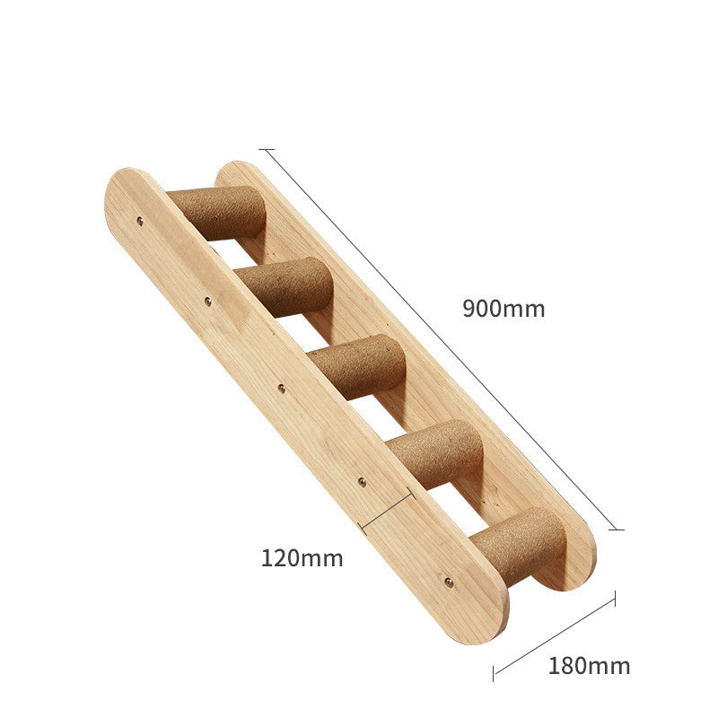 Pet Cat Climbing Frame Wall Type Solid Wood Wall Hanging Platform Ladder Pets Accessories - Get It for Your Pets