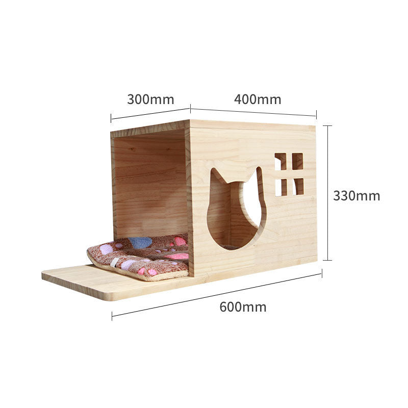 Pet Cat Climbing Frame Wall Type Solid Wood Wall Hanging Platform Ladder Pets Accessories - Get It for Your Pets