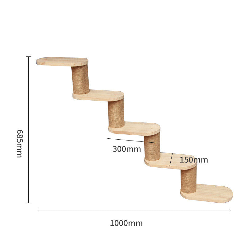 Pet Cat Climbing Frame Wall Type Solid Wood Wall Hanging Platform Ladder Pets Accessories - Get It for Your Pets