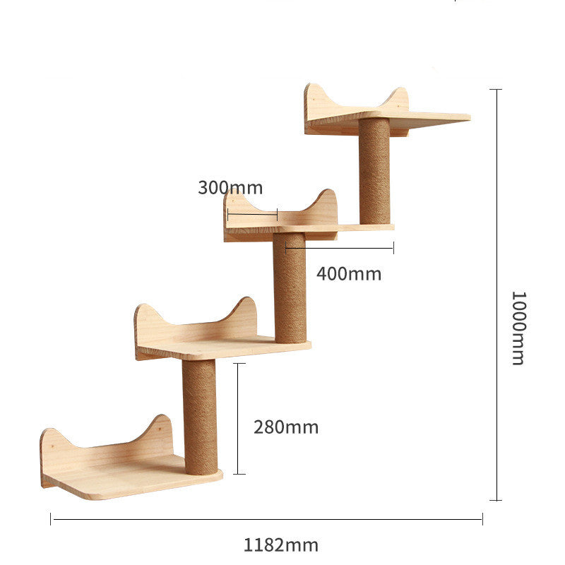 Pet Cat Climbing Frame Wall Type Solid Wood Wall Hanging Platform Ladder Pets Accessories - Get It for Your Pets