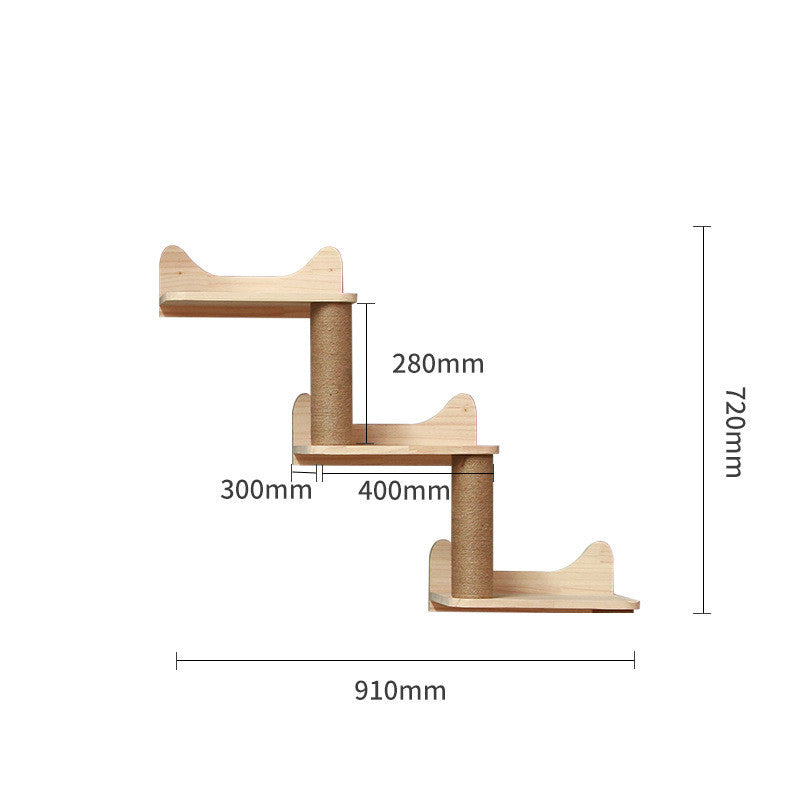 Pet Cat Climbing Frame Wall Type Solid Wood Wall Hanging Platform Ladder Pets Accessories - Get It for Your Pets