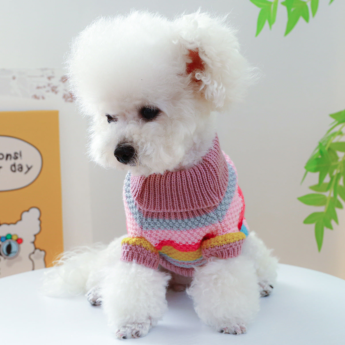 Pet Ring Comfortable Color Stripes Colorful Sweater - Get It for Your Pets