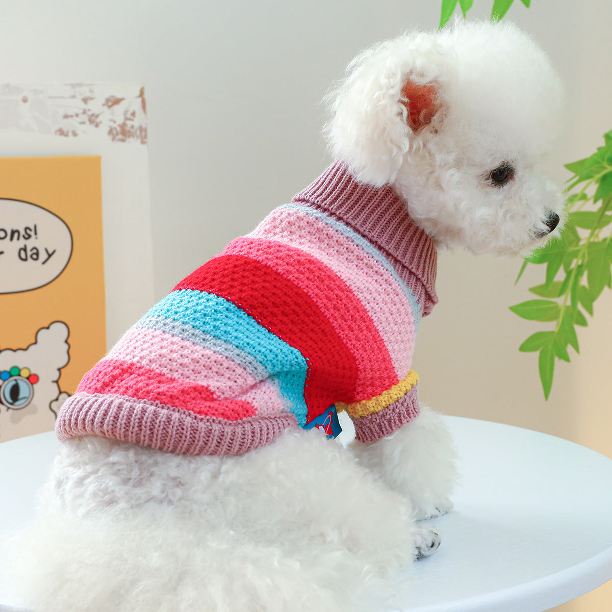 Pet Ring Comfortable Color Stripes Colorful Sweater - Get It for Your Pets