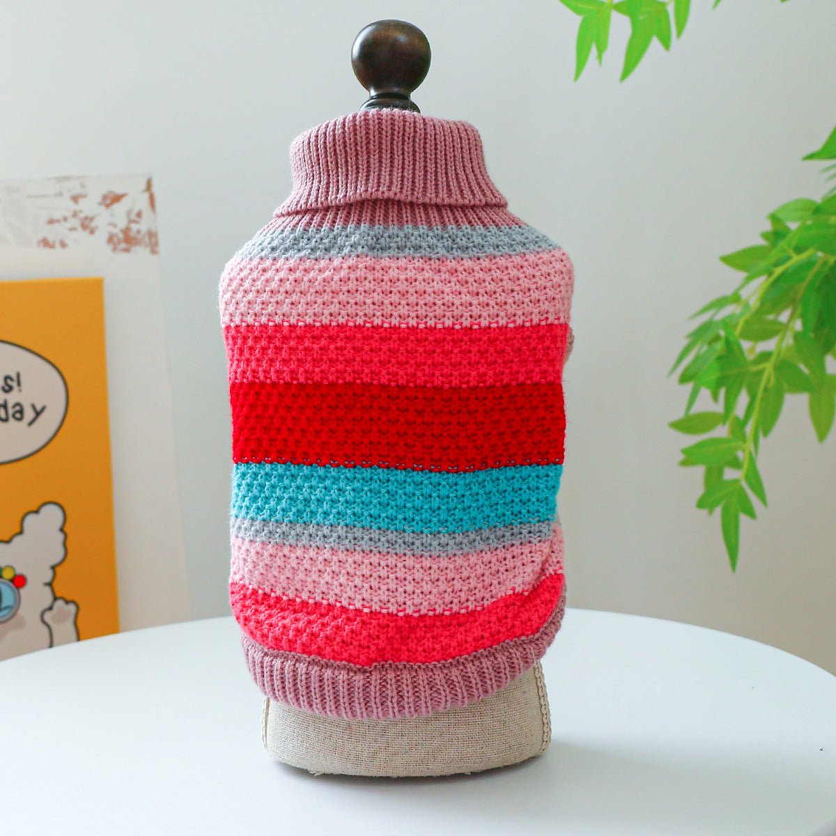 Pet Ring Comfortable Color Stripes Colorful Sweater - Get It for Your Pets