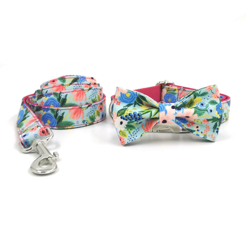 Printed Big Dog Leash Collar Pet Collar Bow Tie Suit - Get It for Your Pets