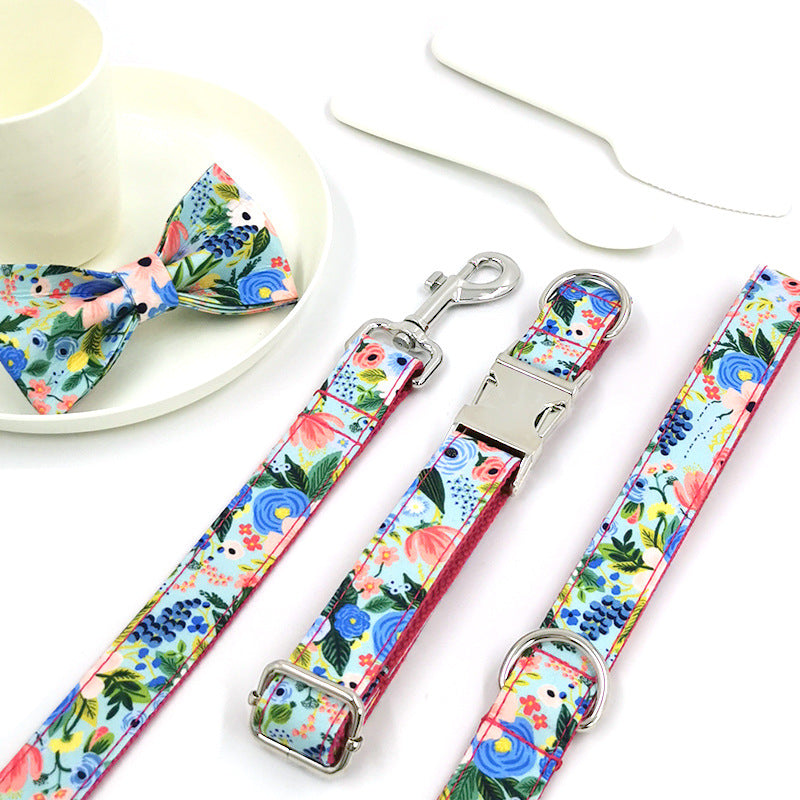 Printed Big Dog Leash Collar Pet Collar Bow Tie Suit - Get It for Your Pets