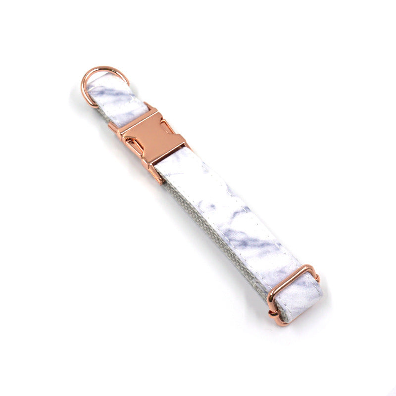 Rose Gold Buckle Marble Dog Collar Pet Collar Leash Set Bow - Get It for Your Pets