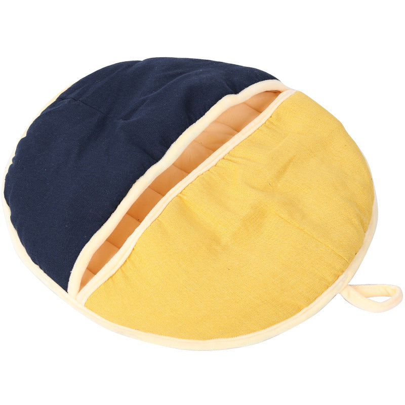 Round Fan Cotton And Linen Wool Warm Semi Enclosed Pet Nest For Cat Small Dog - Get It for Your Pets - Pet Store
