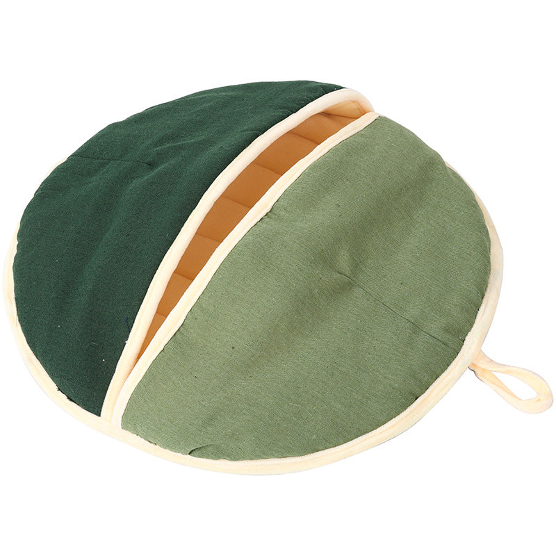 Round Fan Cotton And Linen Wool Warm Semi Enclosed Pet Nest For Cat Small Dog - Get It for Your Pets - Pet Store