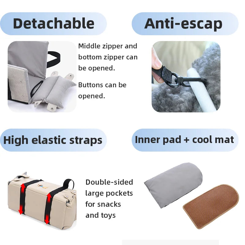 Dog Carrier Car Central Control Pet Safety Seat Dog House Cushion Pet Car Supplies Cat Mat Dog Car Seat Dog Nest PU Leather
