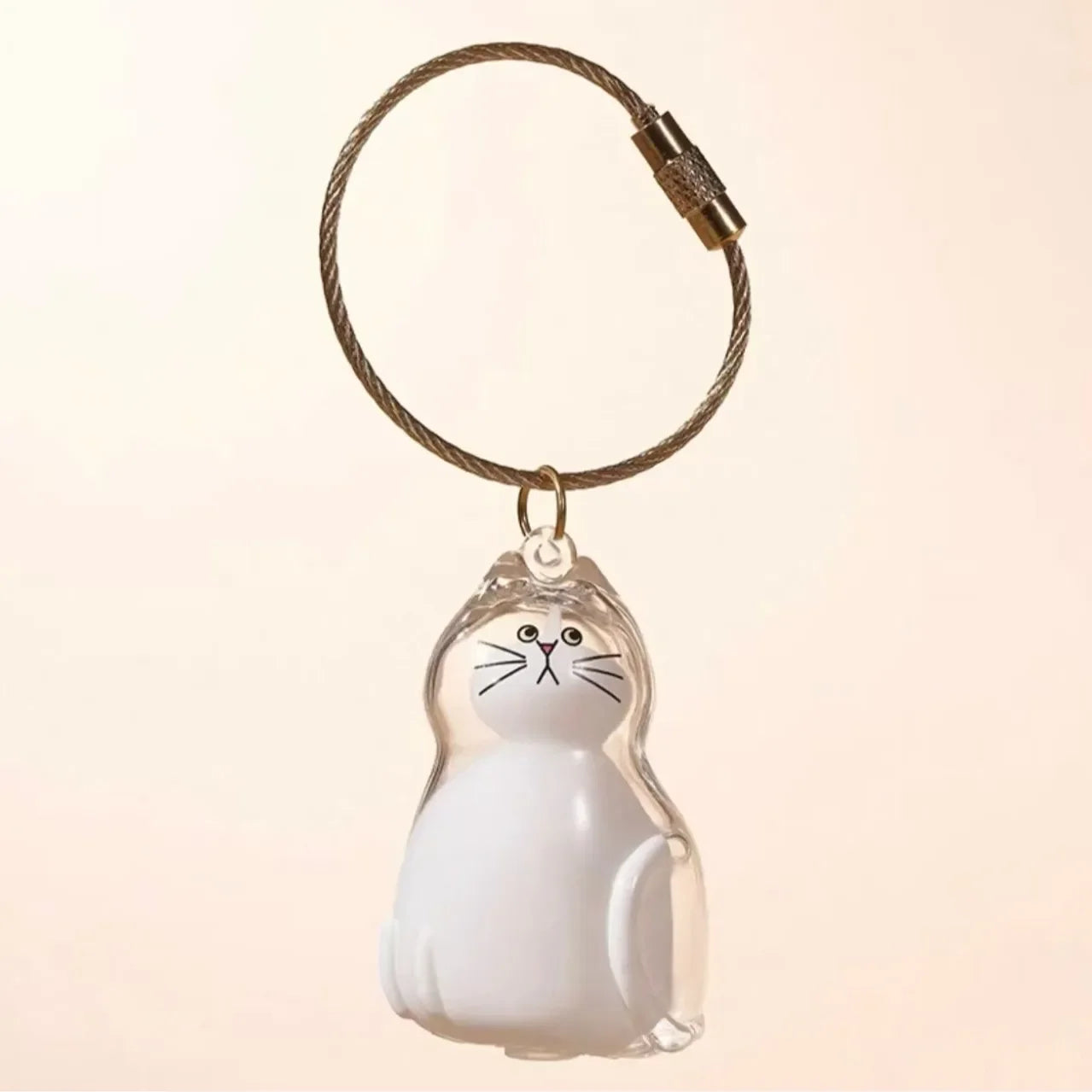 Cute Cat Hair Storage Container Ornament Transparent Pet Resin Capsule Ornament for Pet Lover DIY Portable Keychain Accessories