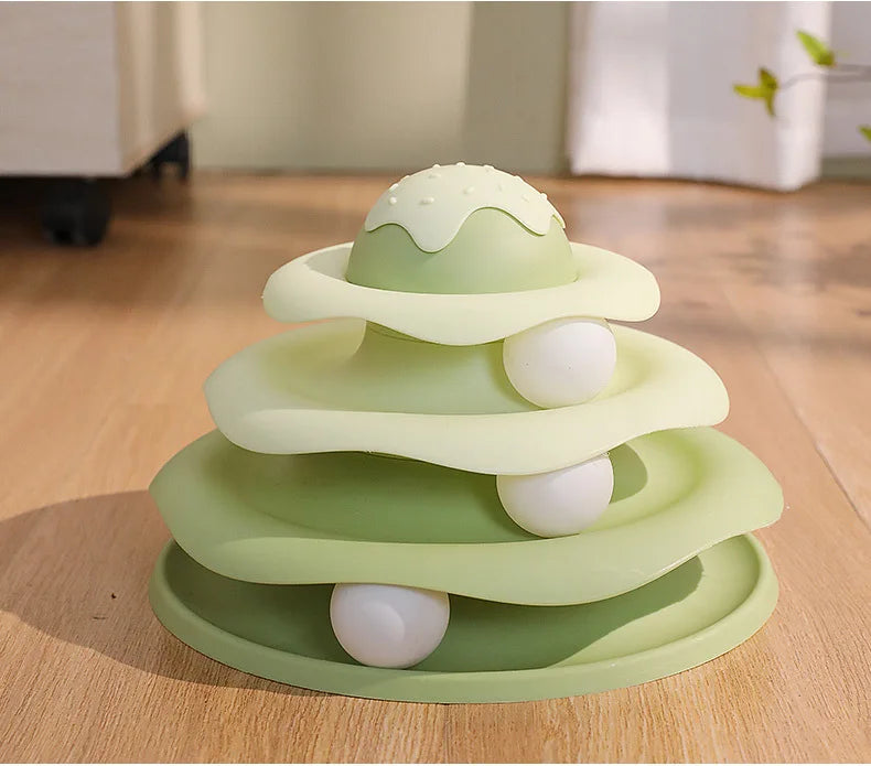 Cat Track Toys Three Layer Turntable Educational Play Track Tower Cat Teaser Toy Indoor Cat Supply Cat Toy Cat Teasing Artifact