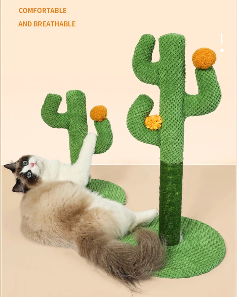 Cactus Cat Scratching Posts Sisal Rope Cat Scratcher Cactus for Young and Adult Cats Interactive Toy Play for Grinding Claws