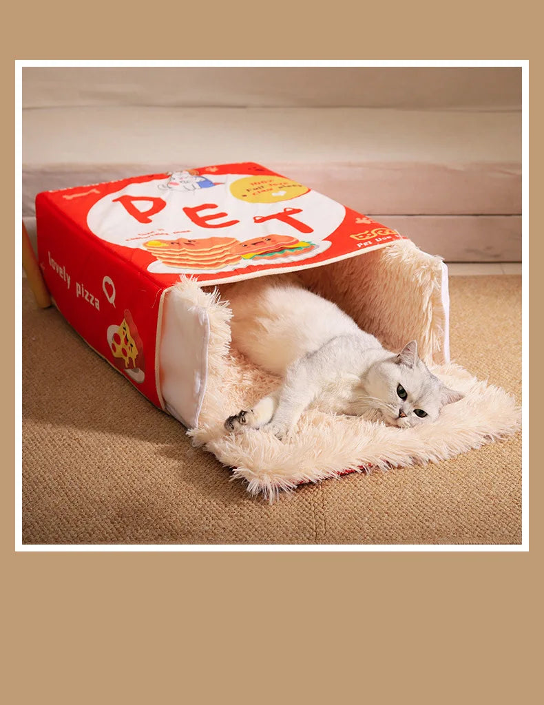 Cat Bed Pet Cat and Dog Bed Rectangular Fully Enclosed Security Biscuit Box Four-season Universal Pet Bed