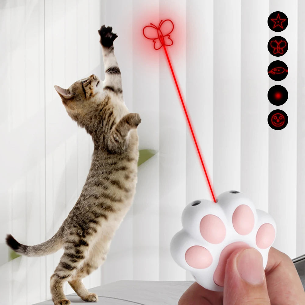 Cat Toys Laser Pointer with 5 Adjustable Patterns USB Rechargeable Training Chaser Interactive Cat Dogs Pets Laser Toy Laser Pen