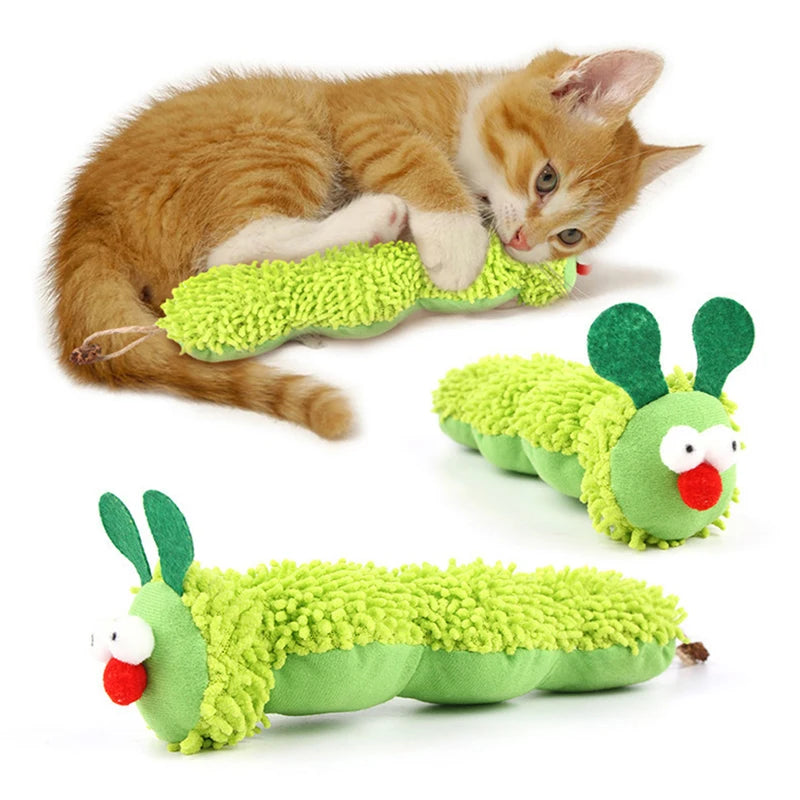 Cat plush toy pet amusing cat to relieve boredom interactive scratch-resistant and bite-resistant green animal toy