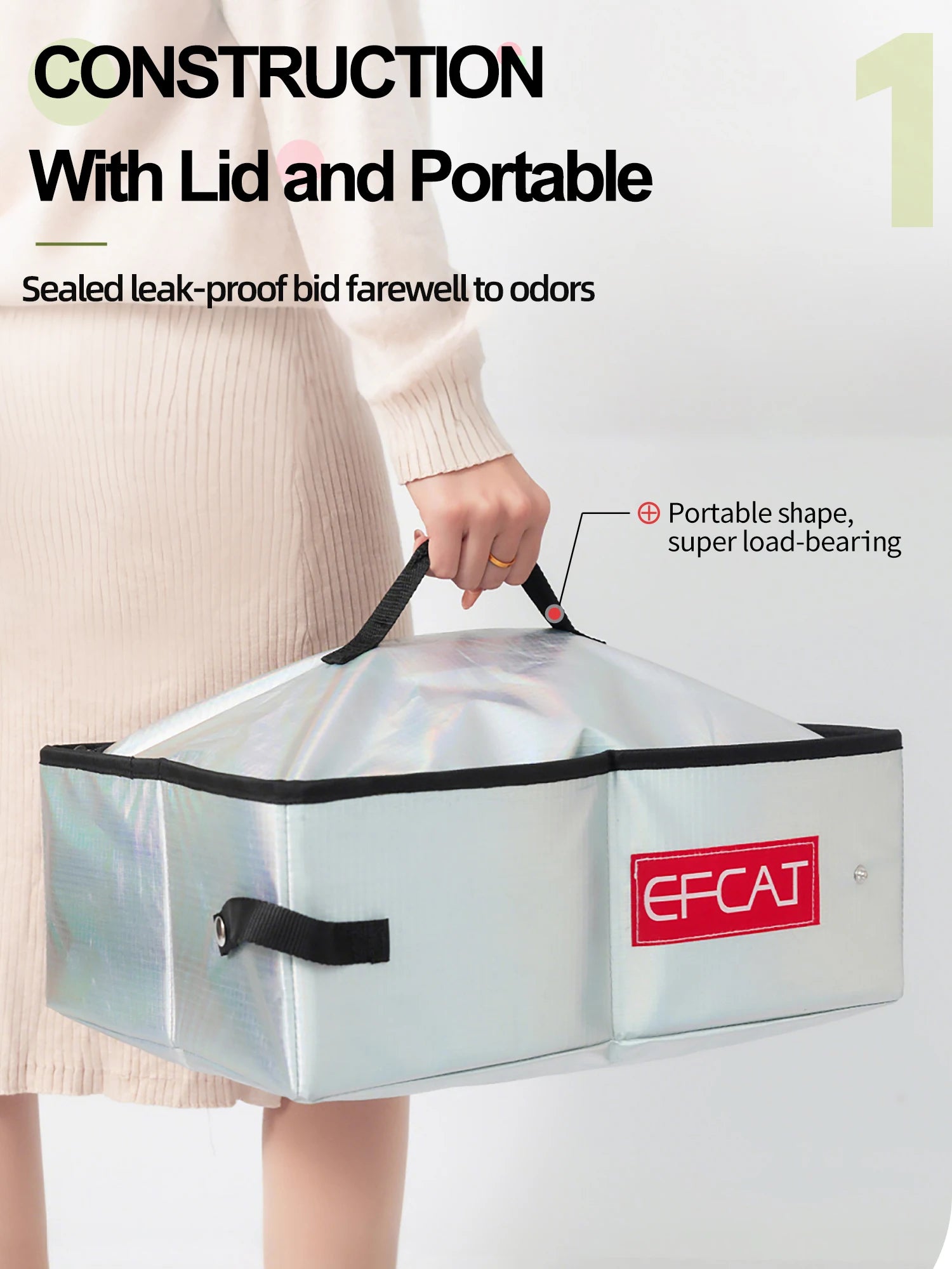 EFCAT Portable Cat Simple Litter Box With Cover Foldable Waterproof Large Size Outdoor Pet Kitten Travel Toilet