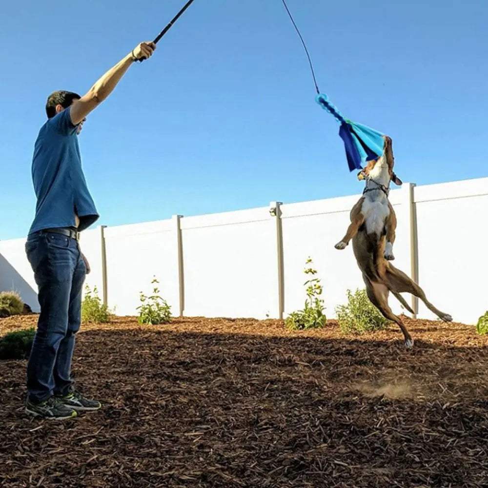 Dogs Flirt Lure Pole Stick Toys Pet Interactive Chasing Tail Teaser Wand Training Chewing Rope Cat Pet